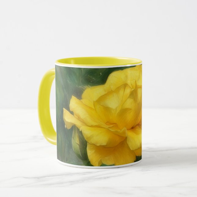 Gul ros Flower Art Mugg Kopp (Framsida vänster)