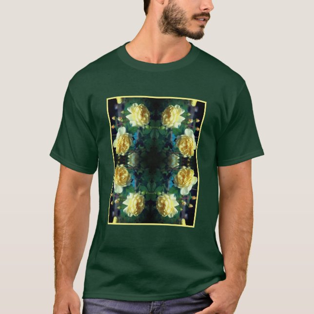Gul ros Flower Pair Abstrakt T Shirt (Framsida)