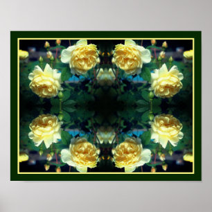 Gul ros Flower Pair Spegel Abstrakt Poster