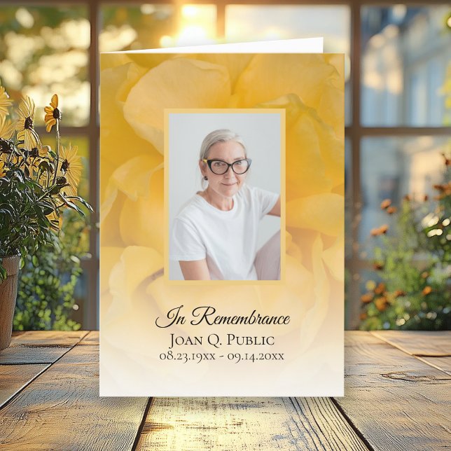 Gul ros Flower Petals Funeral Service, vikt Program (Skapare uppladdad)