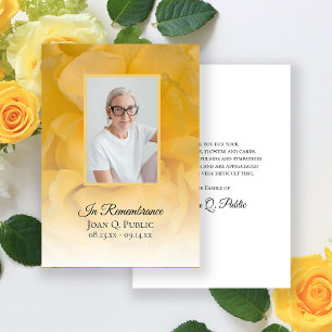 Gul ros Flower Petals Funeral Sympathy Tack Kort