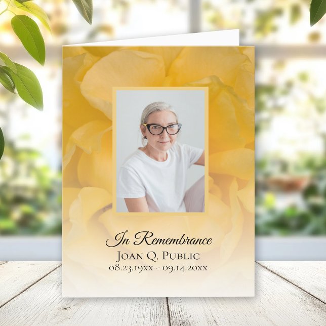 Gul ros Flower Petals Funeral Sympathy Tack Kort (Skapare uppladdad)