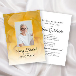 Gul ros Flower Petals Living Funeral Party Inbjudningar