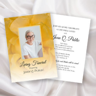 Gul ros Flower Petals Living Funeral Party Inbjudningar