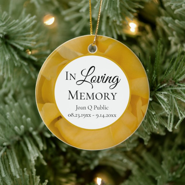 Gul ros Flower Petals Memorial Keepsak Julgransprydnad Keramik (Träd)