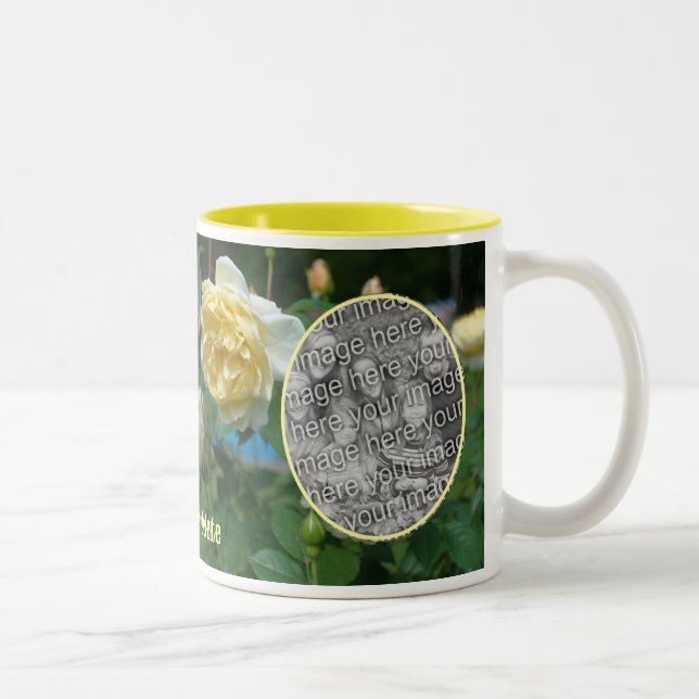 Gul ros Flower Ram Skapar ditt eget foto Två-Tonad Mugg (Höger)
