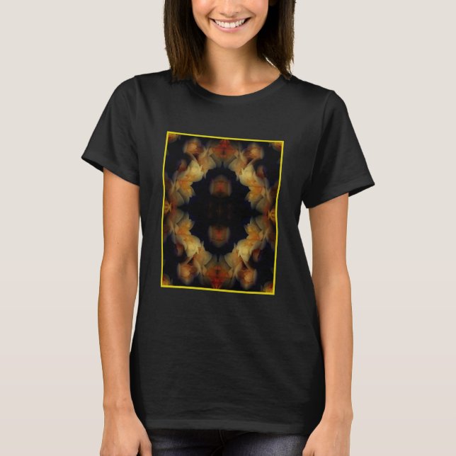 Gul ros Flowers Abstrakt Natur T Shirt (Framsida)