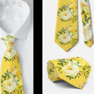 Gul ros Flowers Blommönster Neck Tie Slips