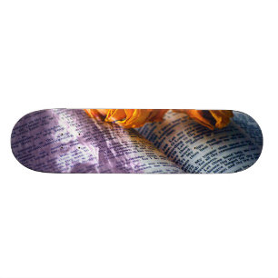 Gul ros för Jesus Kristusbibel Skateboard Bräda 20,5 Cm