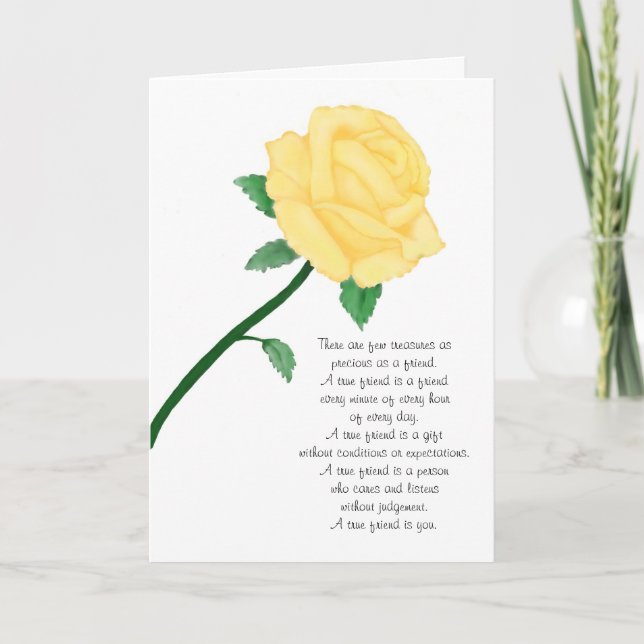 Gul ros Friend Birthday Card Kort (Framsida)