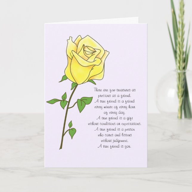 Gul ros Friend Birthday Card Kort (Framsida)