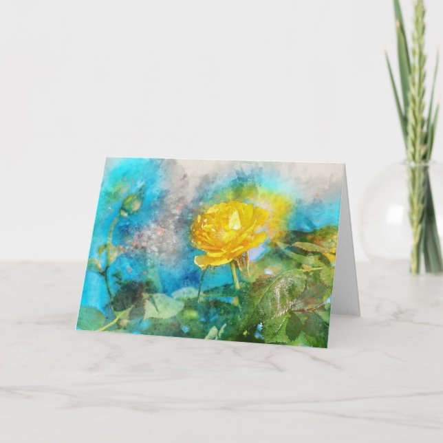 Gul ros, Grönt Löv, bästa Önskemål-kort Kort (Framsida)