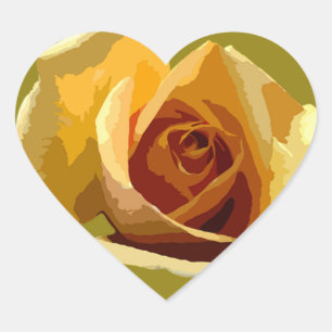 Gul ros Heart Sticker Hjärtformat Klistermärke