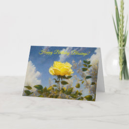 Gul ros i ett Garden Art Faith Birthday Card Kort