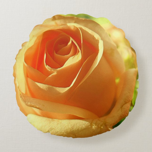 Gul ros i Fullt Bloom Rund Kudde (Framsidan)