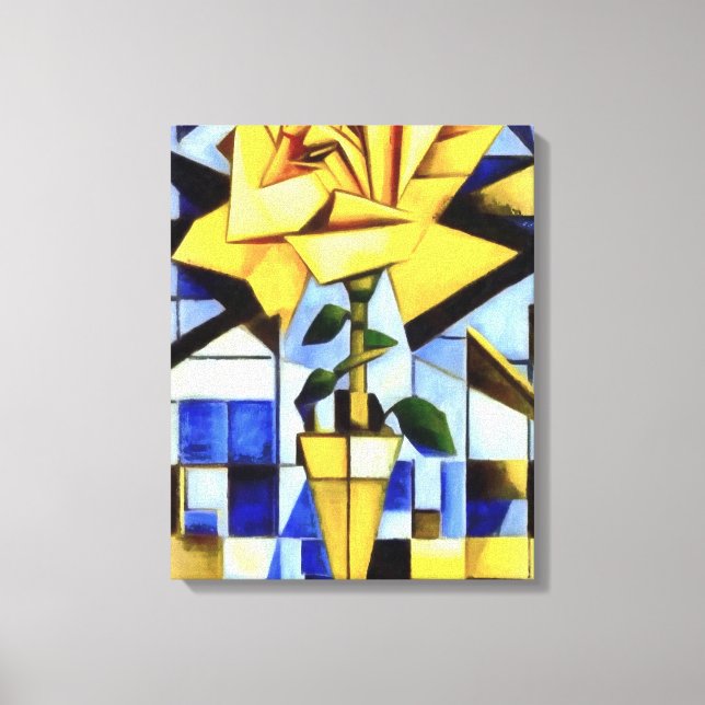 Gul ros i Gult Vas Geometric still Life Canvastryck (Framsida)