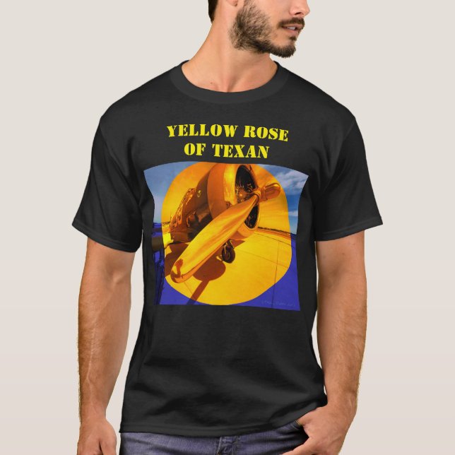 Gul ros i Texan (Nordamerika T-6 Texan) T Shirt (Framsida)