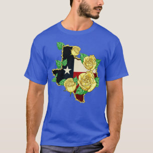 Gul ros i Texas Flagga Proud Texan American Pat T Shirt