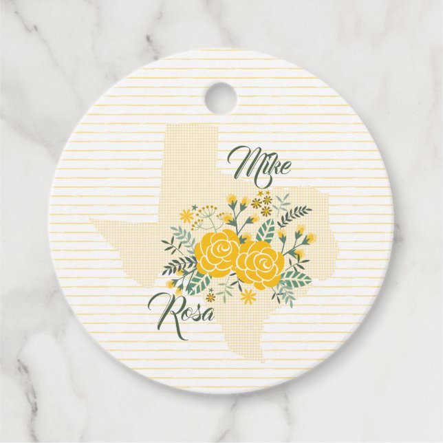 Gul ros i Texas - Gingham State Bröllop Gåvor Etiketter (Framsida)