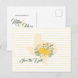 Gul ros i Texas - Gingham State Save the Date Vykort