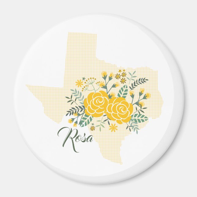 Gul ros i Texas - Gingham State with Ro Magnet (Framsidan)