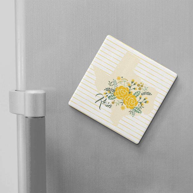 Gul ros i Texas - Gingham State with Ro Magnet (Skapare uppladdad)