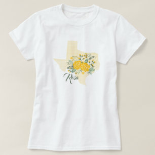 Gul ros i Texas - Gingham-staten med Rosor T Shirt