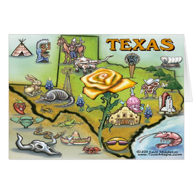 Gul ros i Texas Hälsningskort (Framsidan Horizontal)