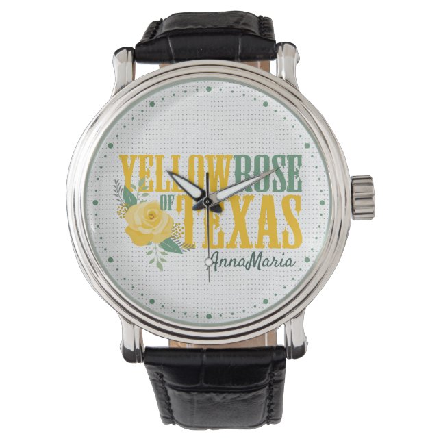 Gul ros i Texas - Single Ro Armbandsur (Framsida)