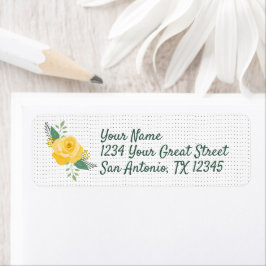 Gul ros i Texas - Single Ro Returadress Etikett