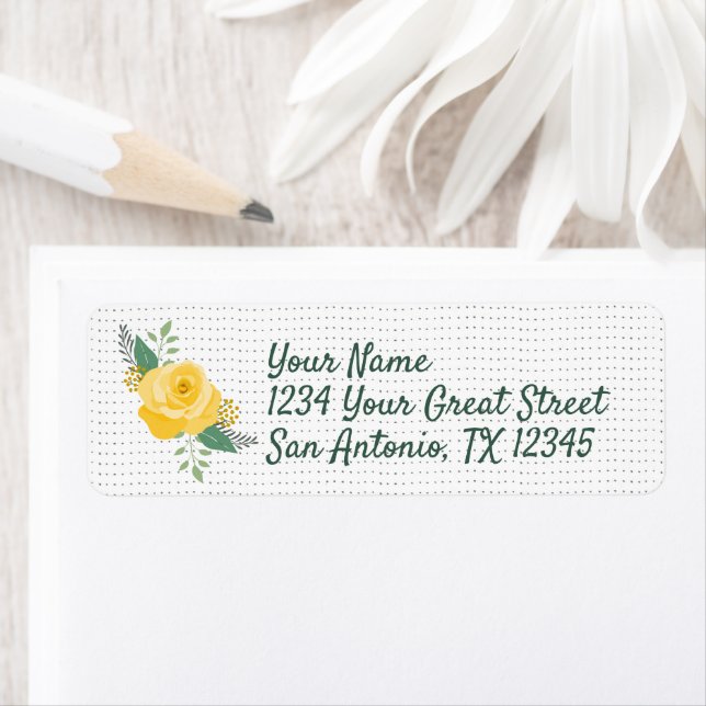Gul ros i Texas - Single Ro Returadress Etikett (Insitu)