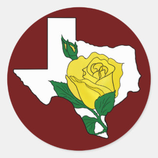 Gul ros i Texas Sticker Runt Klistermärke