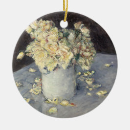 Gul ros i Vas av Caillebott Impressionist Julgransprydnad Keramik