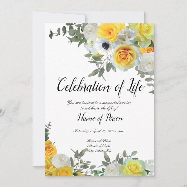 Gul ros infordran av meddelande inbjudningar (Framsida)