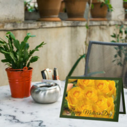 Gul ros Kaleidoscope Grönt Mors dag-kort Helgkort