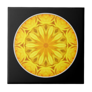 Gul ros Kaleidoscope Kakelplatta