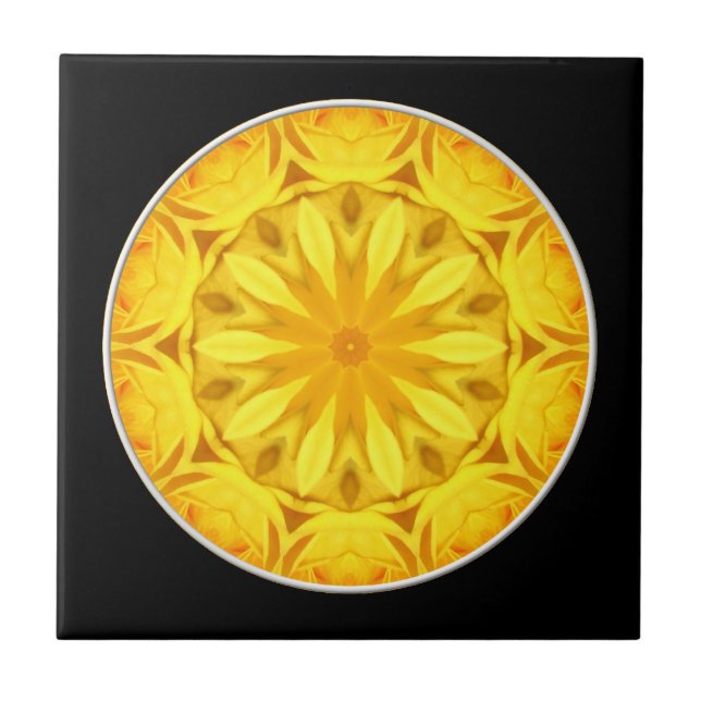 Gul ros Kaleidoscope Kakelplatta (Framsidan)