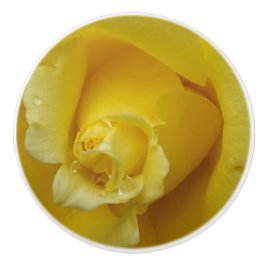 Gul ros keramisk pull knopp