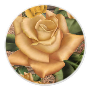 Gul ros & Land Rustic Wood Shabby chic Knopp