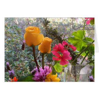 Gul ros & Lavendar SprigsKORT Hälsningskort