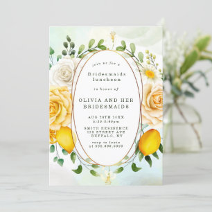 Gul ros Lemons Bridesmaids Luncheon Inbjudningskor