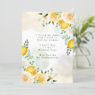 Gul ros Lemons kommer du att bli min bridesmaid Inbjudningar