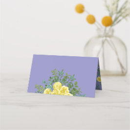 Gul ros & Lila Periwinkle Bröllop Placeringskort