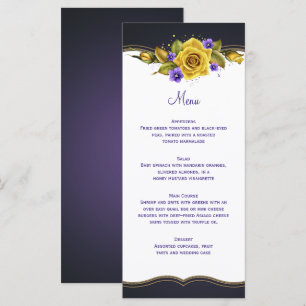 Gul ros Lila Violets Guld Menu Meny