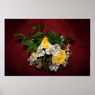 Gul ros & Lilacs på Red Poster