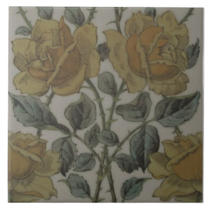 Gul ros Maw & Co Print & Tint Repro 1800 Kakelplatta