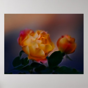 Gul ros med rosa och innebörd poster