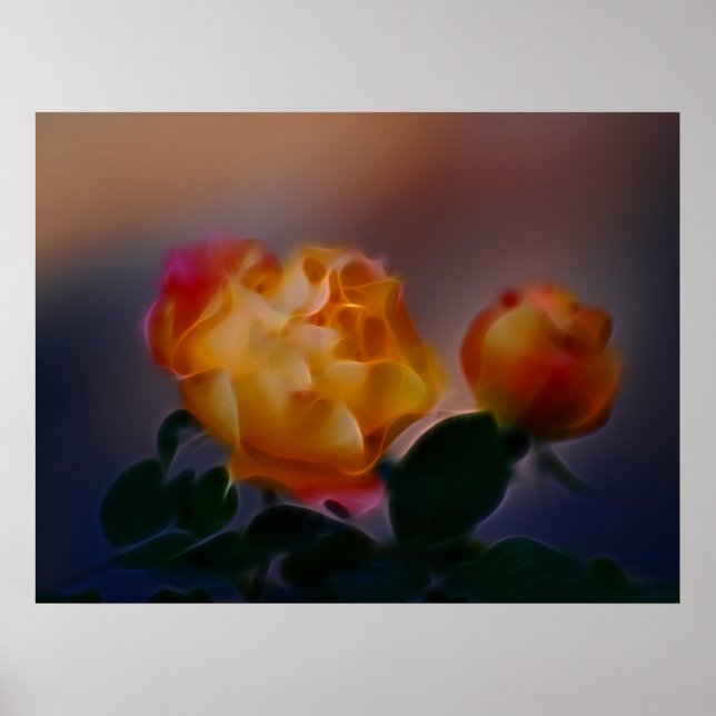 Gul ros med rosa och innebörd poster (Framsidan)