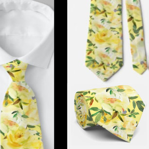 Gul ros Mönster Flowers Blommigt Neck Tie Slips