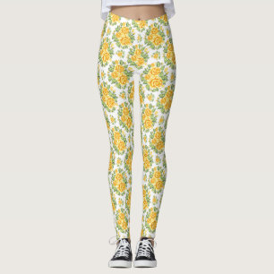 gul ros Mönster Leggings